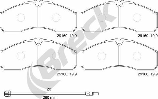 Breck 29160 00 703 00 - Гальмівні колодки, дискові гальма autozip.com.ua