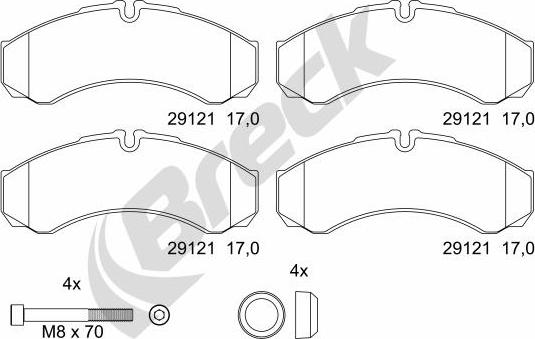 Breck 29121 00 703 00 - Гальмівні колодки, дискові гальма autozip.com.ua