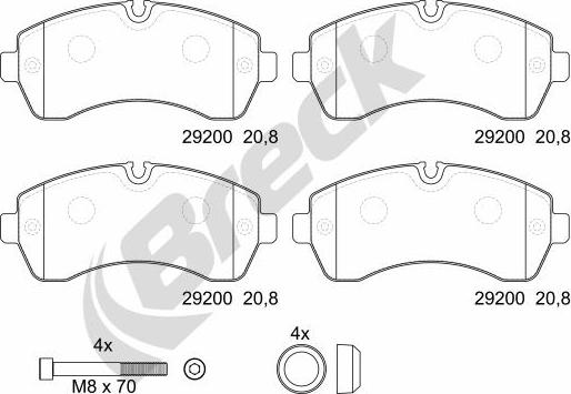 Breck 29200 00 703 00 - Гальмівні колодки, дискові гальма autozip.com.ua