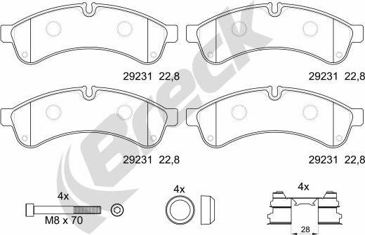 Breck 29231 00 703 00 - Гальмівні колодки, дискові гальма autozip.com.ua