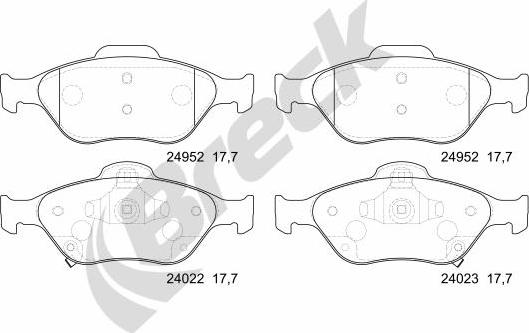 Breck 24952 00 702 00 - Гальмівні колодки, дискові гальма autozip.com.ua