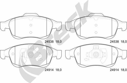 Breck 24914 00 651 00 - Гальмівні колодки, дискові гальма autozip.com.ua