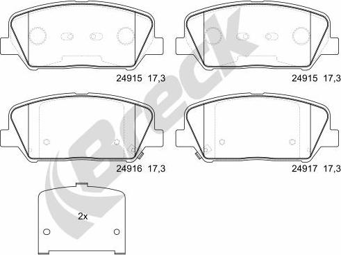 Breck 24915 00 701 00 - Гальмівні колодки, дискові гальма autozip.com.ua