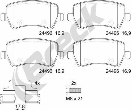 Breck 24496 00 702 00 - Гальмівні колодки, дискові гальма autozip.com.ua