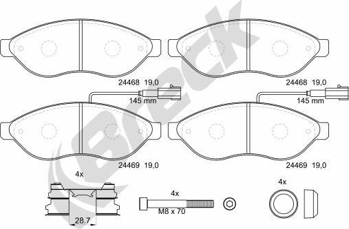 Breck 24469 00 703 10 - Гальмівні колодки, дискові гальма autozip.com.ua