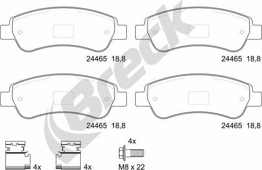 Breck 24465 00 703 00 - Гальмівні колодки, дискові гальма autozip.com.ua