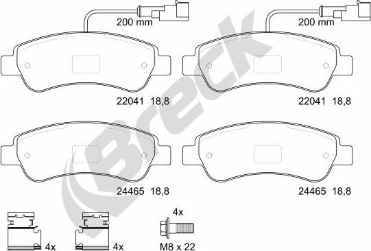 Breck 24465 00 703 10 - Гальмівні колодки, дискові гальма autozip.com.ua