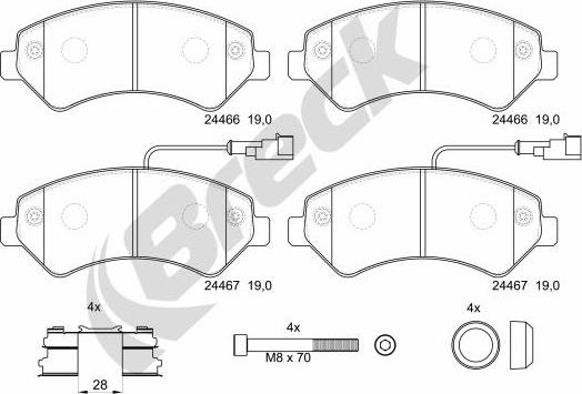 Breck 24467 00 703 10 - Гальмівні колодки, дискові гальма autozip.com.ua