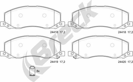 Breck 24418 00 701 10 - Гальмівні колодки, дискові гальма autozip.com.ua