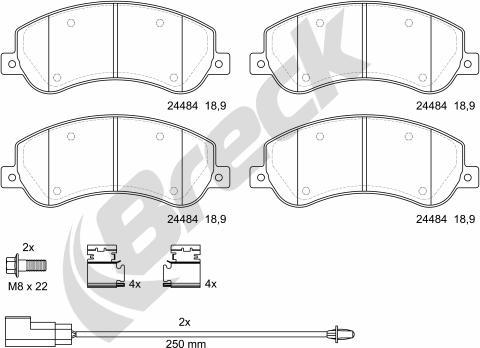 Breck 24484 00 703 10 - Гальмівні колодки, дискові гальма autozip.com.ua