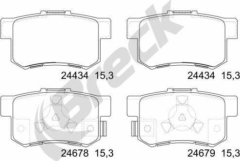 Breck 24434 00 704 00 - Гальмівні колодки, дискові гальма autozip.com.ua