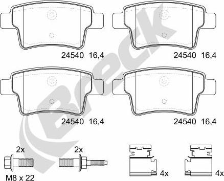 Breck 24540 00 704 00 - Гальмівні колодки, дискові гальма autozip.com.ua