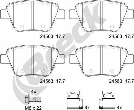 Breck 24563 00 704 00 - Гальмівні колодки, дискові гальма autozip.com.ua