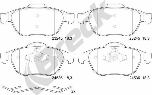 Breck 24536 00 701 00 - Гальмівні колодки, дискові гальма autozip.com.ua