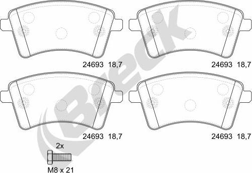 Breck 24693 00 701 00 - Гальмівні колодки, дискові гальма autozip.com.ua