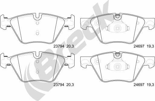 Breck 24697 00 551 00 - Гальмівні колодки, дискові гальма autozip.com.ua