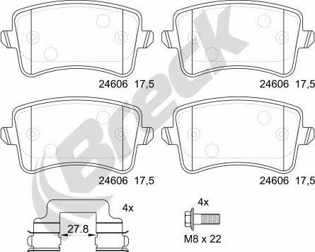 Breck 24606 00 554 00 - Гальмівні колодки, дискові гальма autozip.com.ua