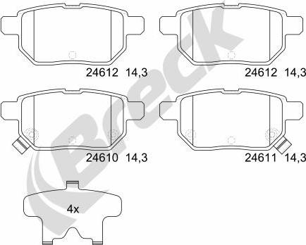 Breck 24610 00 704 10 - Гальмівні колодки, дискові гальма autozip.com.ua