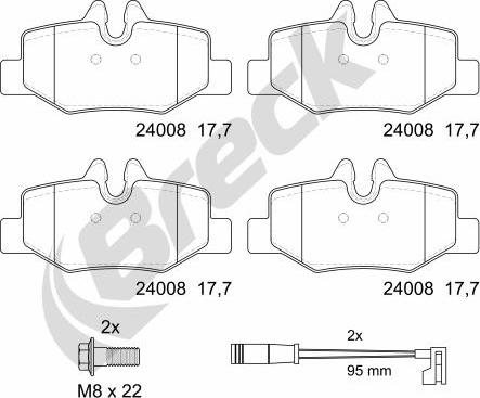 Breck 24008 00 703 00 - Гальмівні колодки, дискові гальма autozip.com.ua