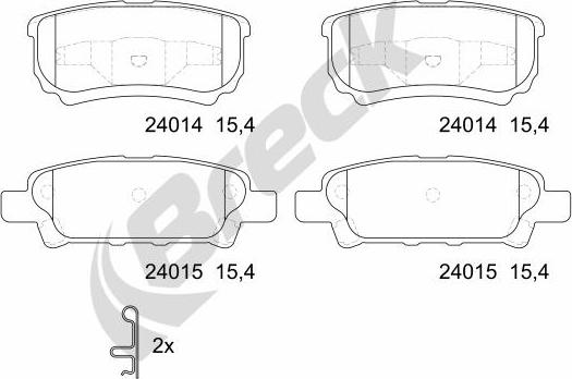 Breck 24014 00 702 10 - Гальмівні колодки, дискові гальма autozip.com.ua