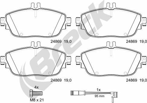 Breck 24869 00 701 00 - Гальмівні колодки, дискові гальма autozip.com.ua