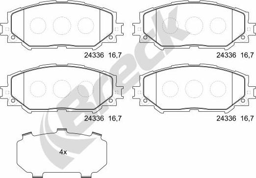 Breck 24336 00 701 00 - Гальмівні колодки, дискові гальма autozip.com.ua