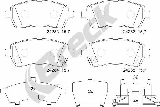 Breck 24283 00 702 10 - Гальмівні колодки, дискові гальма autozip.com.ua