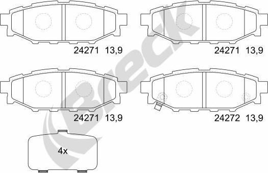 Breck 24271 00 702 10 - Гальмівні колодки, дискові гальма autozip.com.ua