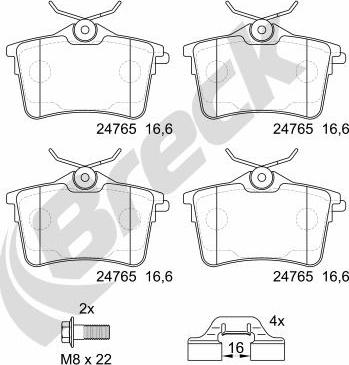 Breck 24765 00 704 00 - Гальмівні колодки, дискові гальма autozip.com.ua