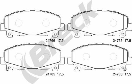 Breck 24766 00 701 00 - Гальмівні колодки, дискові гальма autozip.com.ua