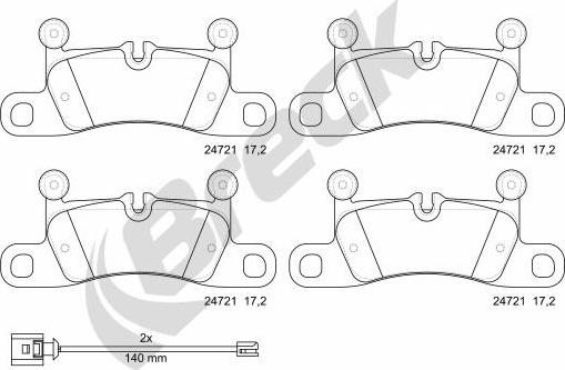 Breck 24721 00 553 00 - Гальмівні колодки, дискові гальма autozip.com.ua