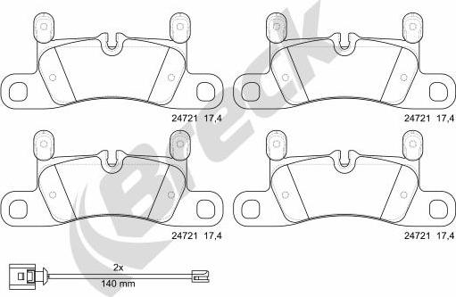 Breck 24721 00 553 10 - Гальмівні колодки, дискові гальма autozip.com.ua