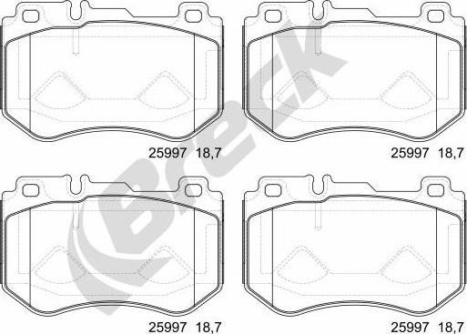 Breck 25997 00 701 00 - Гальмівні колодки, дискові гальма autozip.com.ua