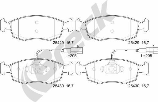 Breck 25429 00 702 00 - Гальмівні колодки, дискові гальма autozip.com.ua