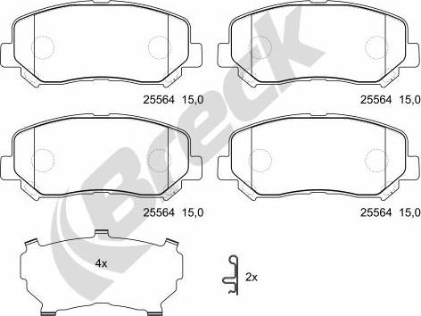 Breck 25564 00 701 00 - Гальмівні колодки, дискові гальма autozip.com.ua