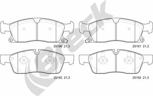 Breck 25190 00 551 00 - Гальмівні колодки, дискові гальма autozip.com.ua