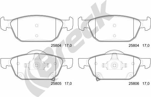 Breck 25804 00 701 00 - Гальмівні колодки, дискові гальма autozip.com.ua