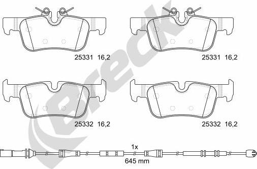 Breck 25331 00 704 00 - Гальмівні колодки, дискові гальма autozip.com.ua