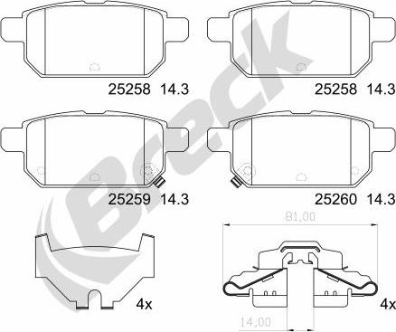 Breck 25258 00 704 00 - Гальмівні колодки, дискові гальма autozip.com.ua