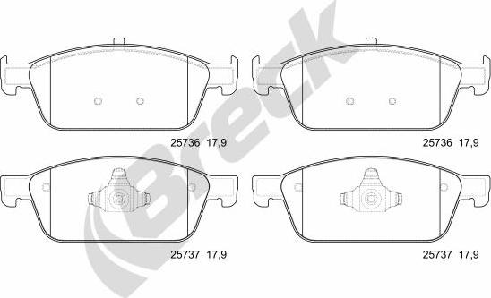 Breck 25736 00 701 00 - Гальмівні колодки, дискові гальма autozip.com.ua