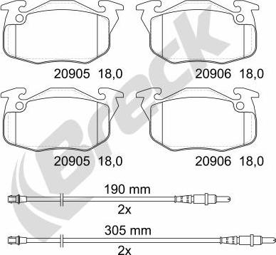 Breck 20906 00 702 10 - Гальмівні колодки, дискові гальма autozip.com.ua