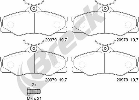 Breck 20979 00 703 00 - Гальмівні колодки, дискові гальма autozip.com.ua