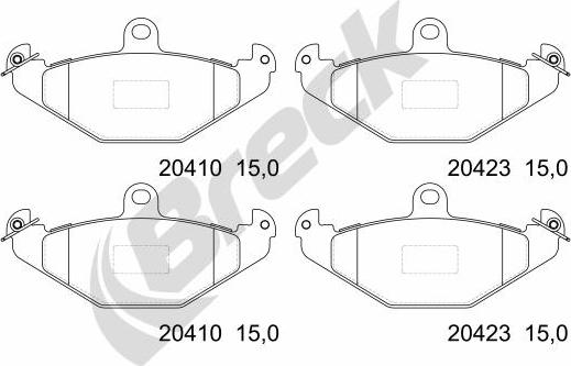 Breck 20410 00 704 00 - Гальмівні колодки, дискові гальма autozip.com.ua