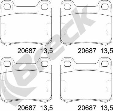 Breck 20687 00 704 00 - Гальмівні колодки, дискові гальма autozip.com.ua