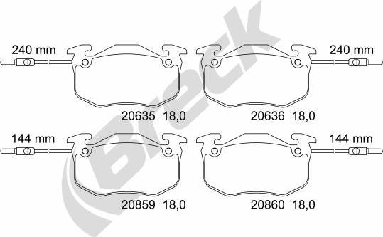 Breck 20635 00 702 10 - Гальмівні колодки, дискові гальма autozip.com.ua