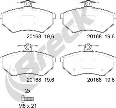 Breck 20168 10 701 00 - Гальмівні колодки, дискові гальма autozip.com.ua