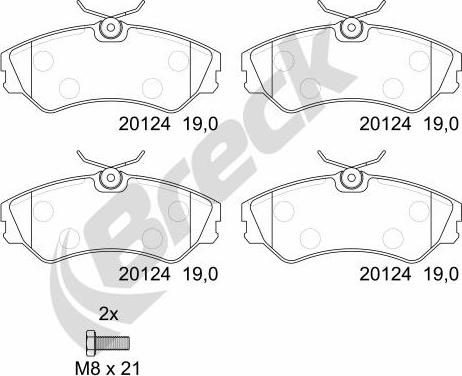 Breck 20124 00 701 00 - Гальмівні колодки, дискові гальма autozip.com.ua