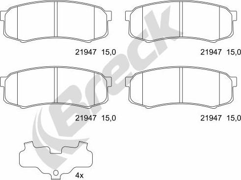 Breck 21947 00 702 00 - Гальмівні колодки, дискові гальма autozip.com.ua