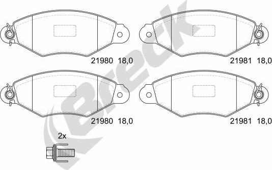 Breck 21980 00 702 00 - Гальмівні колодки, дискові гальма autozip.com.ua