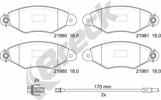 Breck 21980 00 702 10 - Гальмівні колодки, дискові гальма autozip.com.ua